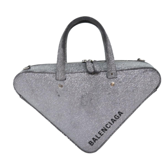 BALENCIAGA Triangle Duffle XS Hand Bag Leather 2way Silver 531048 Auth 74610 - Picture 13 of 16
